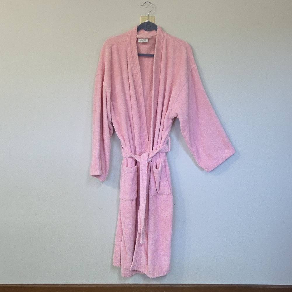 Pink Cotton Terry Bathrobe with Belt